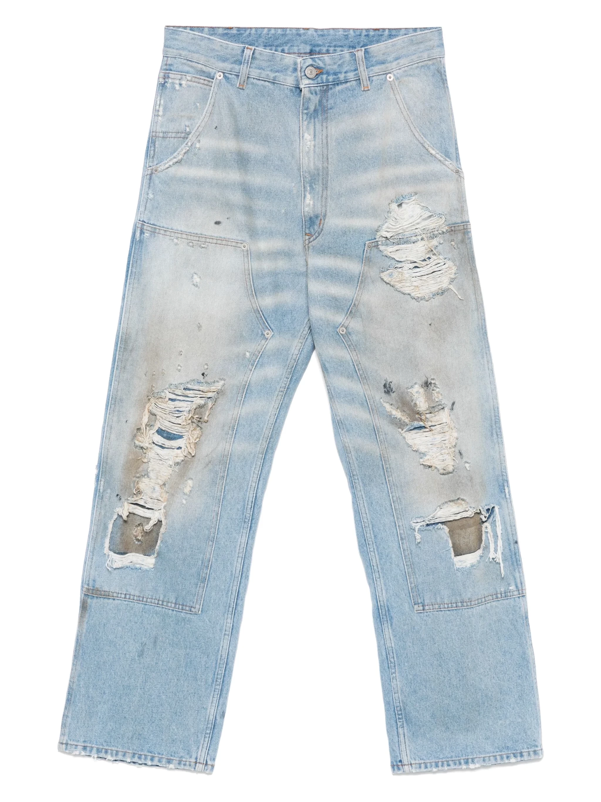 MM6 DAMAGED DOUBLE KNEE DENIM PANTS