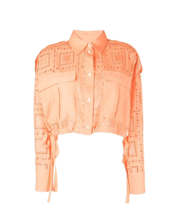 MSGM アイレットレース クロップドシャツ