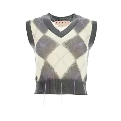 MARNI チェック Vネック ニットベスト