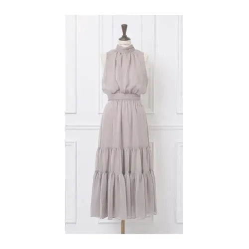 MISTREASS Sheer Shiny Gather Tiered Dress