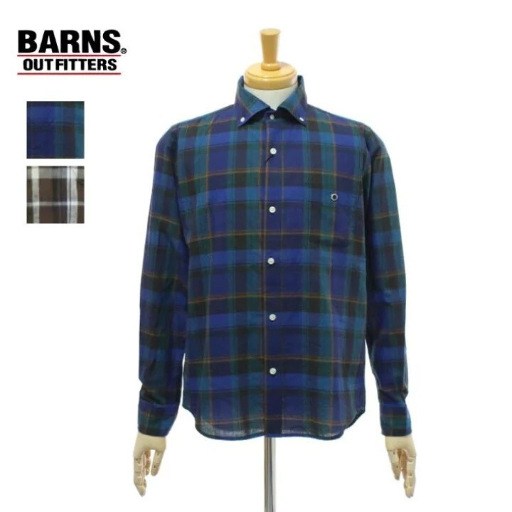 BARNS OUT FITTERS BR-24164 ブロード チェックシャツ 長袖
