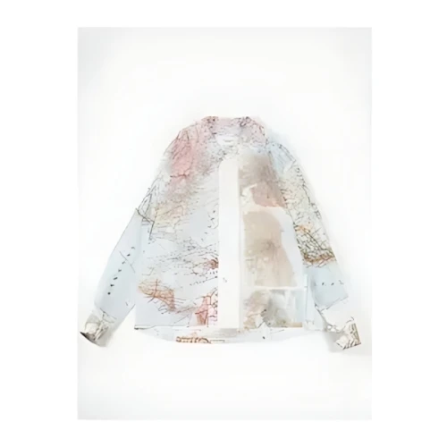 JOHN MASON SMITH NORTH AMERICA OLD MAP PRINT COTTON RAYON PIPING PAJAMA SHIRT
