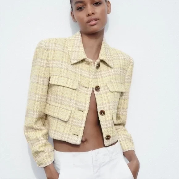 ZARA TEXTURED CROP BLAZER