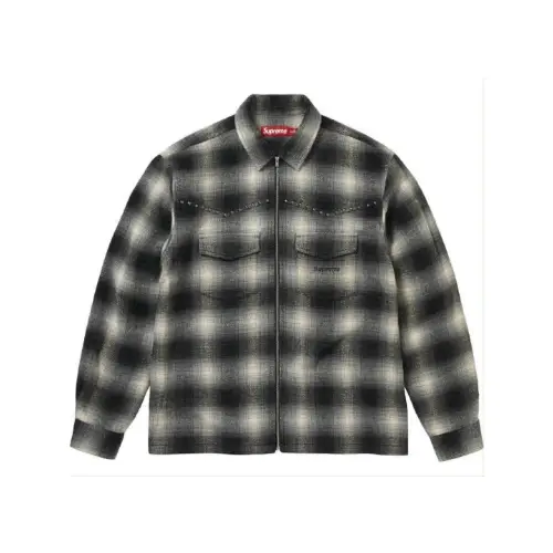 Supreme Studded Shadow Plaid Zip Up Shirt