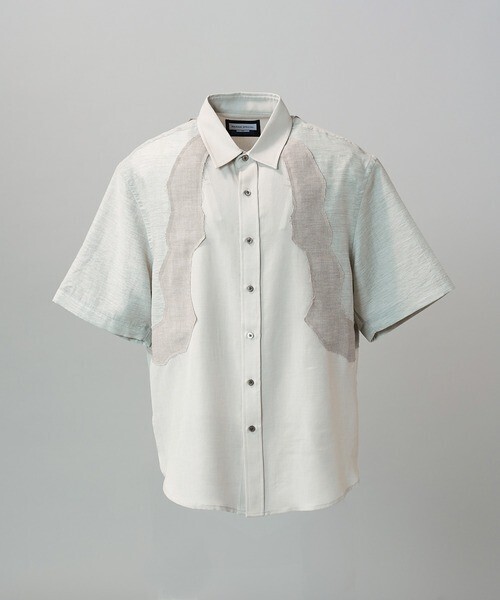 MAISON SPECIAL Sheer ZIGZAG Switching Prime-Over Short Sleeve Shirt