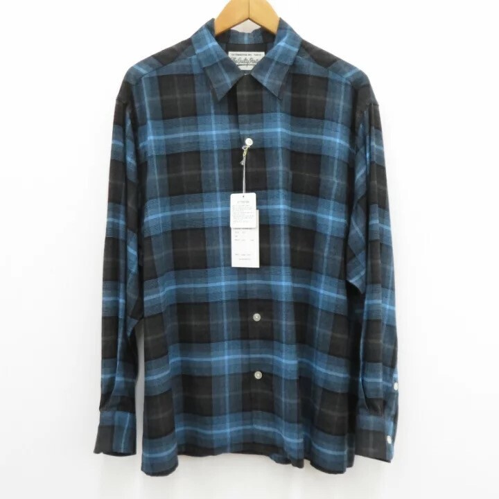 WACKOMARIA OMBRE CHECK OPEN COLLAR SHIRT