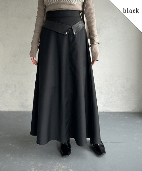 &g’aime FAKE LEATHER LAYERED FLARE SKIRT/988-63608