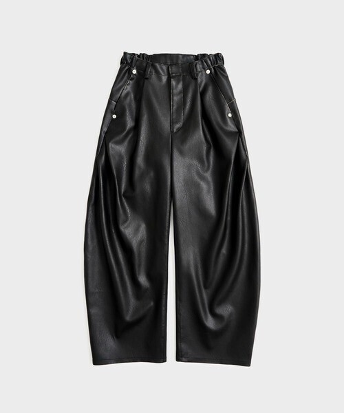 CONZ CURVED LEG TROUSERS FAUX LEATHER