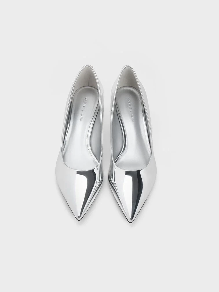 CHARLES & KEITH ポインテッドトゥー キトゥンヒールパンプス