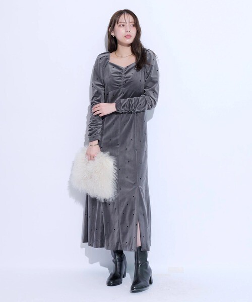 Mystrada ベロアドットワンピース