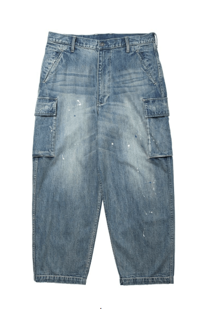 LIBERAIDERS DENIM CARGO PANTS BLUE