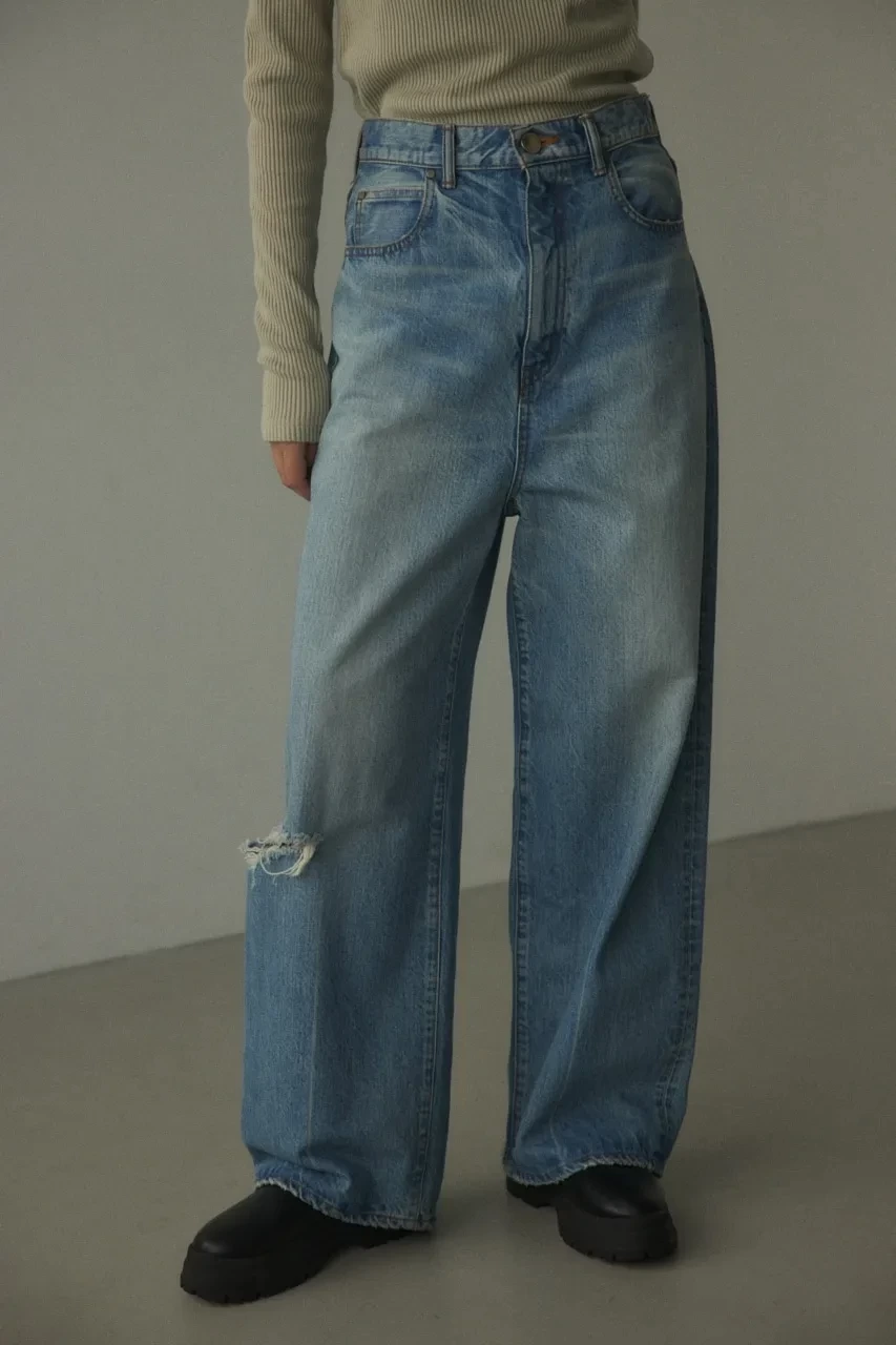 BLACK BY MOUSSY loose straight crash denim
