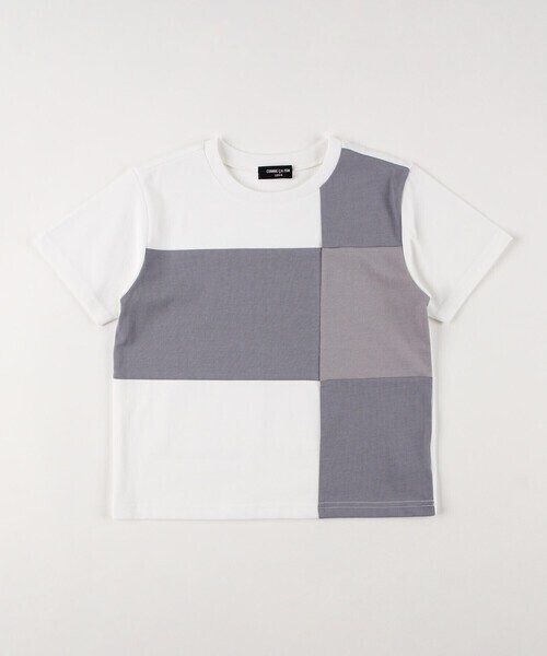 COMME CA ISM パッチワーク半袖Tシャツ