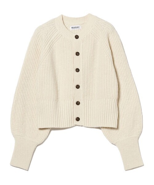 BEAMS BOY 5ゲージ エルボーパッチ カーディガン