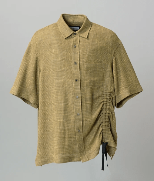 MAISON SPECIAL Dry KARAMI Mesh Prime-Over Asymmetric Shirred Shirt