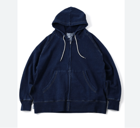 gym master 11oz インディゴスウェットZIPパーカー