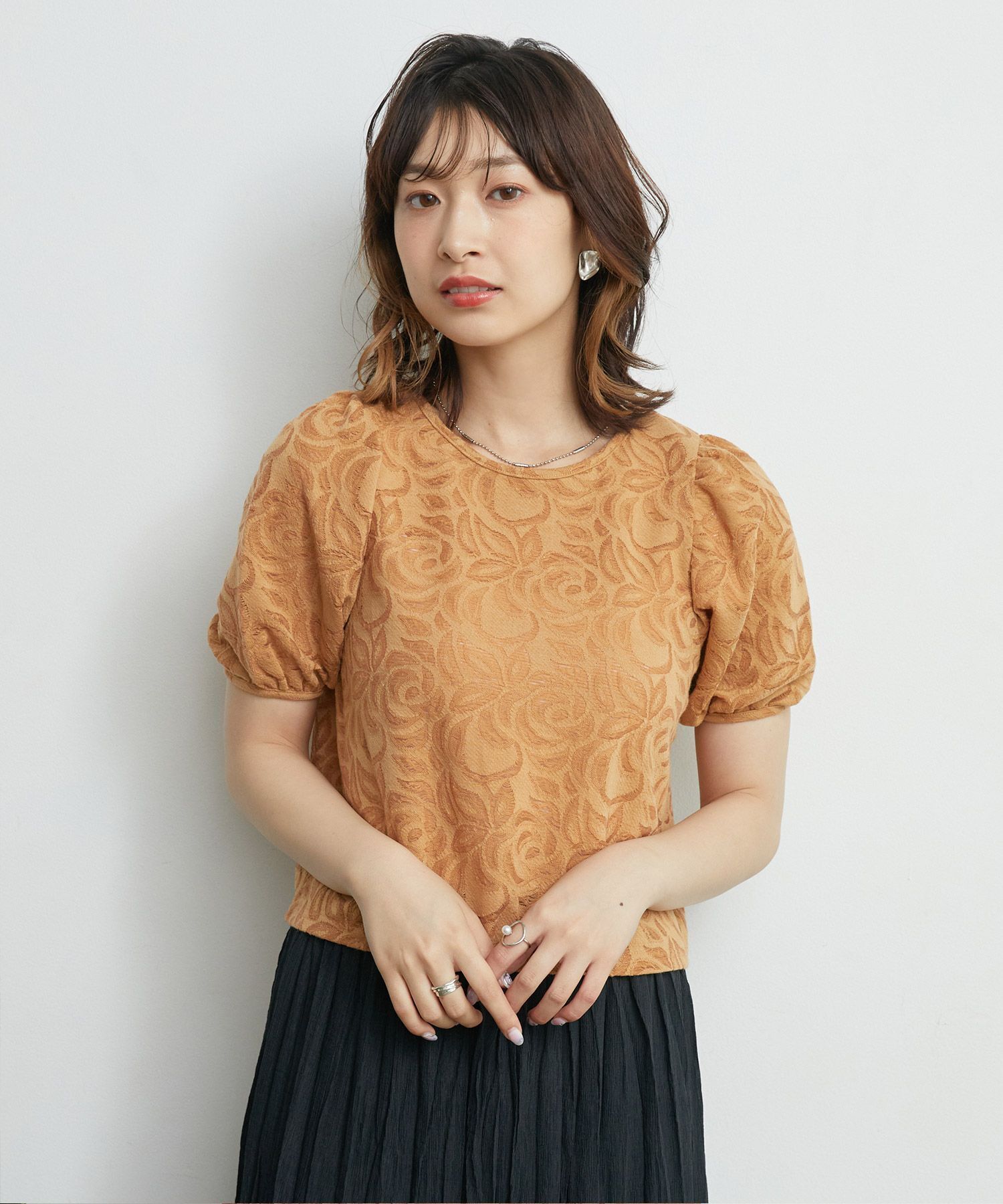RETRO GIRL ジャガードパフTee