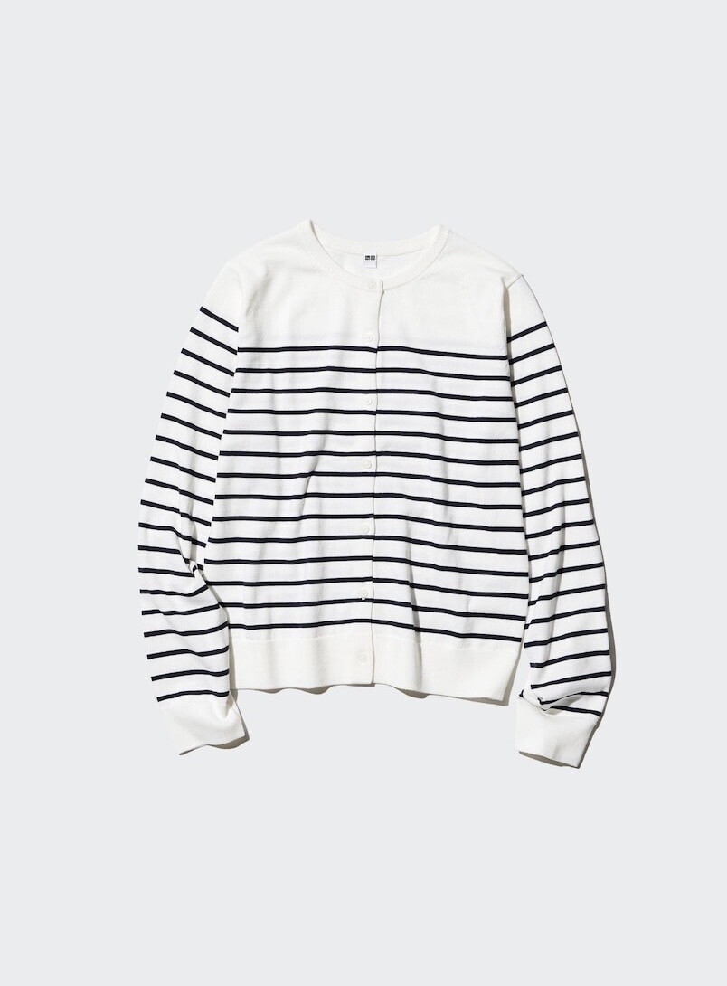 UNIQLO カットボーダークルーネックカーディガン