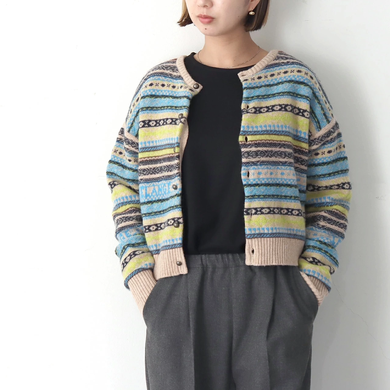 Le Melange ジャガードニット 2wayカーディガン