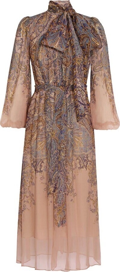 Zimmermann Lyrical Tie Neck Billow Dress