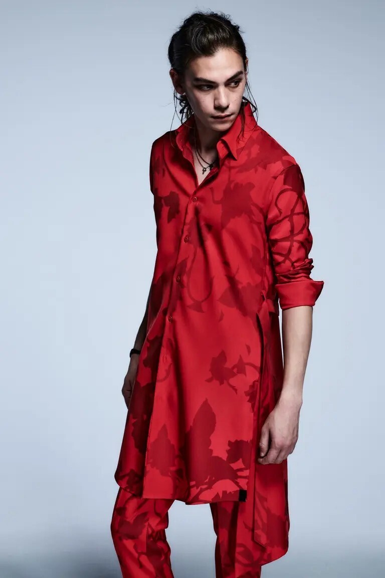 kiryuyrik FlareShirts InkJetROSE / Red&Red