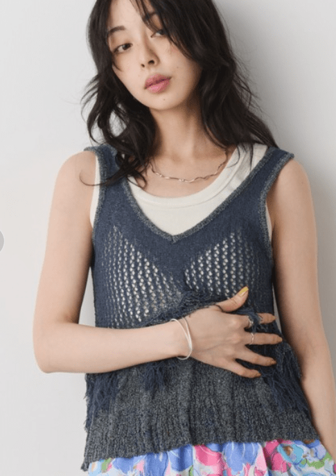 Unitage フリンジデザインニットビスチェ