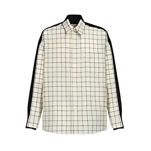 MARNI WHITE CHECKED WOOL SHIRT WITH PLAIN BACK