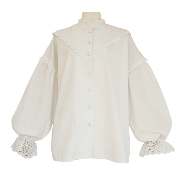 BayBee pin tuck frill blouse(white)