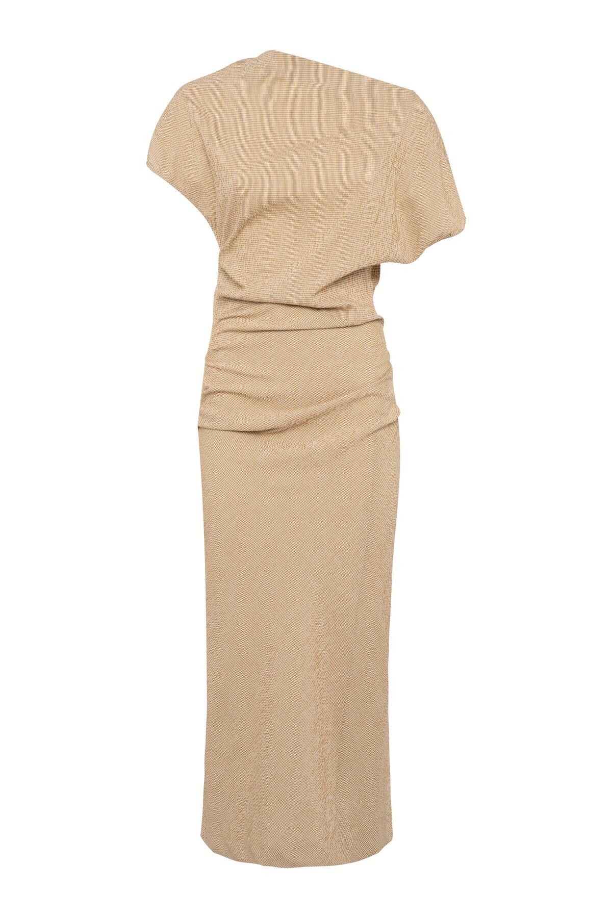 TELA Draped Short-Sleeve Maxi Dress In Sand Color