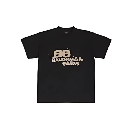 Balenciaga HAND-DRAWN BB ICON T-SHIRT MEDIUM FIT IN BLACK