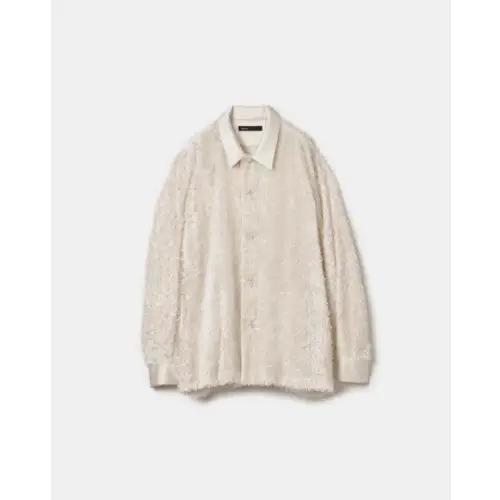 08sircus Hairy cut jacquard open collar shirt