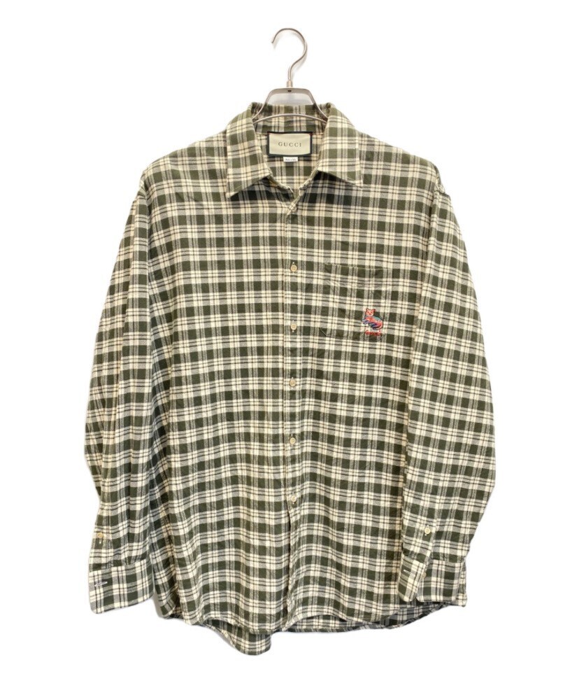 GUCCI キャットパッチチェックシャツ