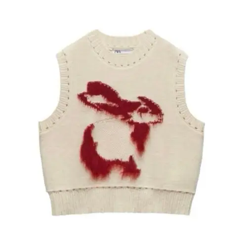 ZARA フェイクファー ラビット ニット ベスト