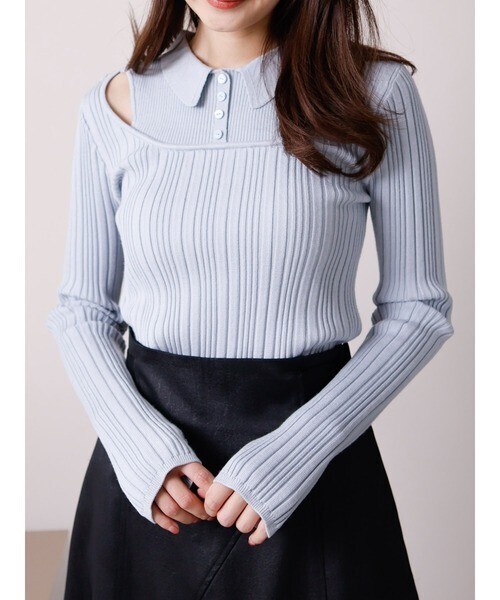 LADYMADE レイヤードスリットリブニット