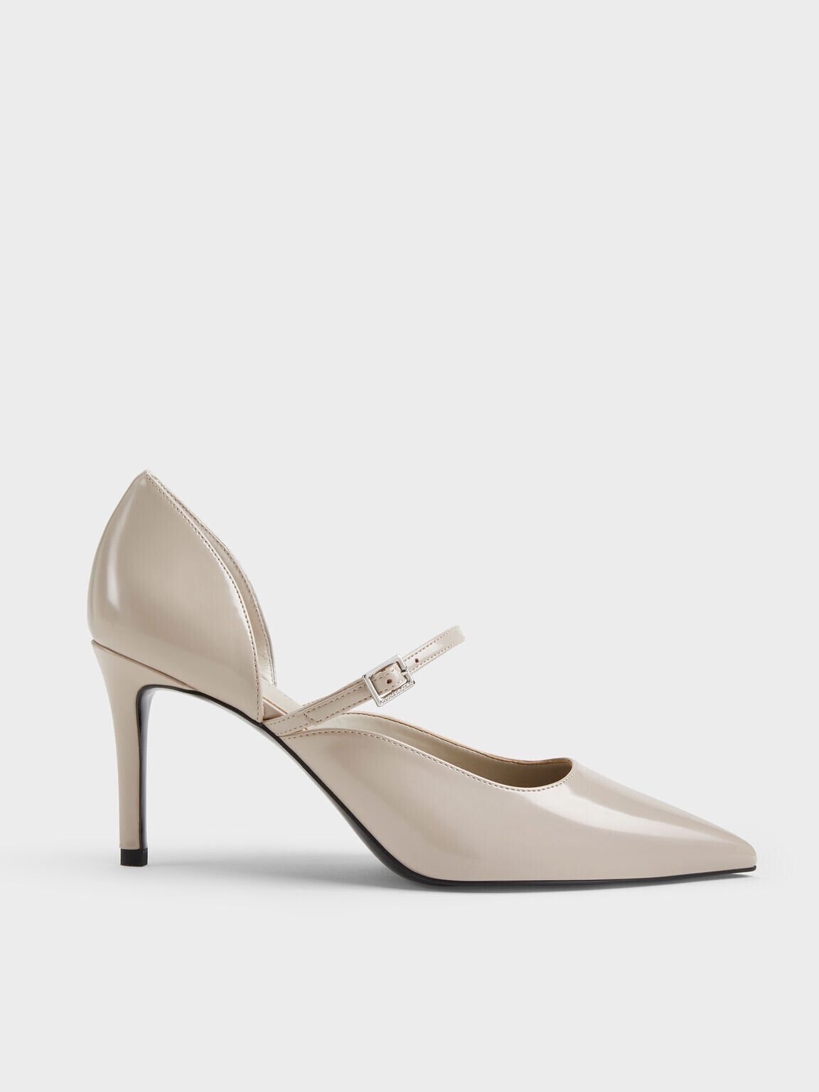 CHARLES & KEITH ポインテッドトゥ ドルセイメリージェーンパンプス - ライトグレー