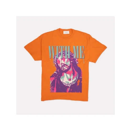 TAIN DOUBLE PUSH JESUS SHORT SLEEVE T-SHIRTS / ORANGE