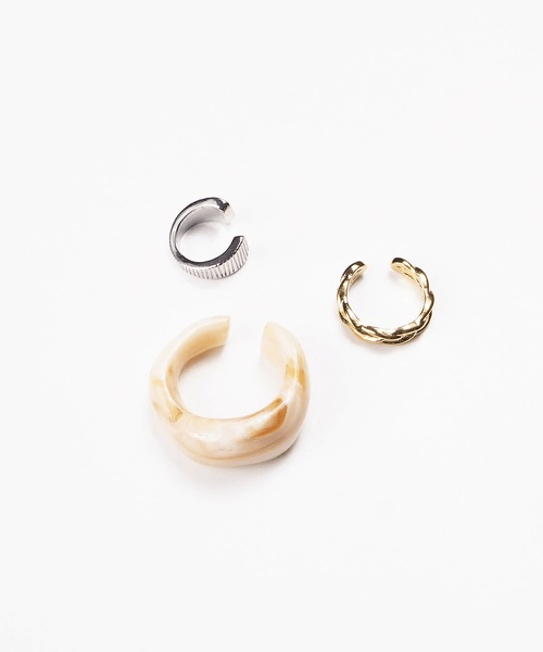 VATSURICA 【m-312E①】《mia trim》アクリル メタル イヤーカフ 3点セット