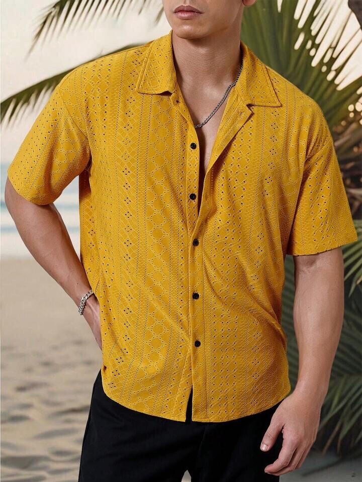 SHEIN Manfinity Homme 男性用バケーションカジュアルスタイル