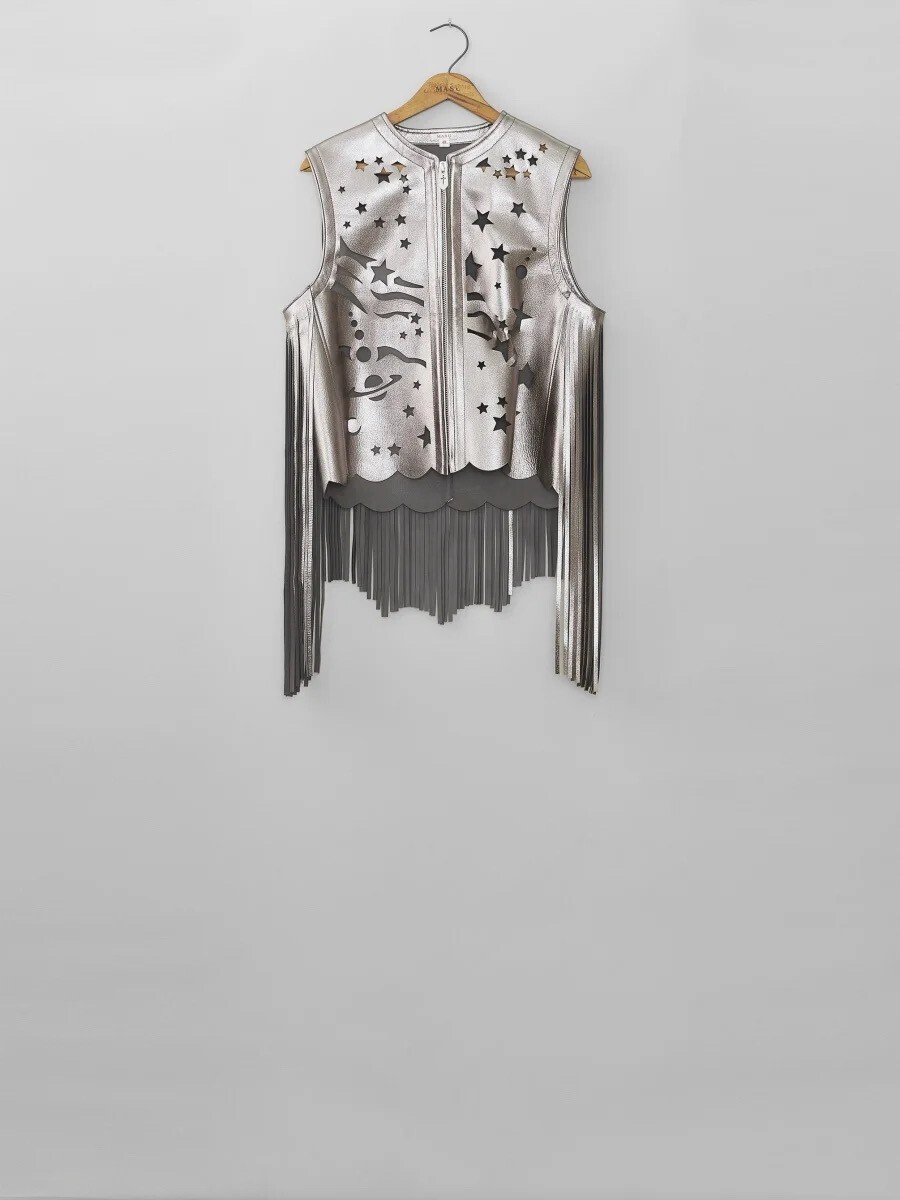 MASU DREAM CUTTING LEATHER VEST(SILVER)