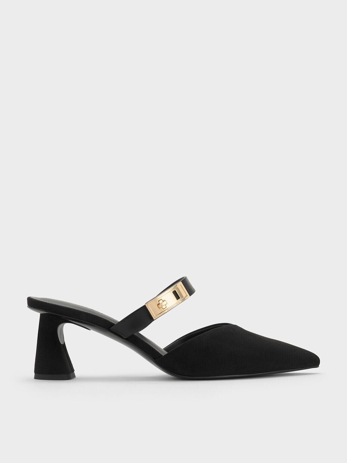 CHARLES & KEITH Lando ランド ポインテッドドゥメタリックバックルヒールミュール - ブラック2