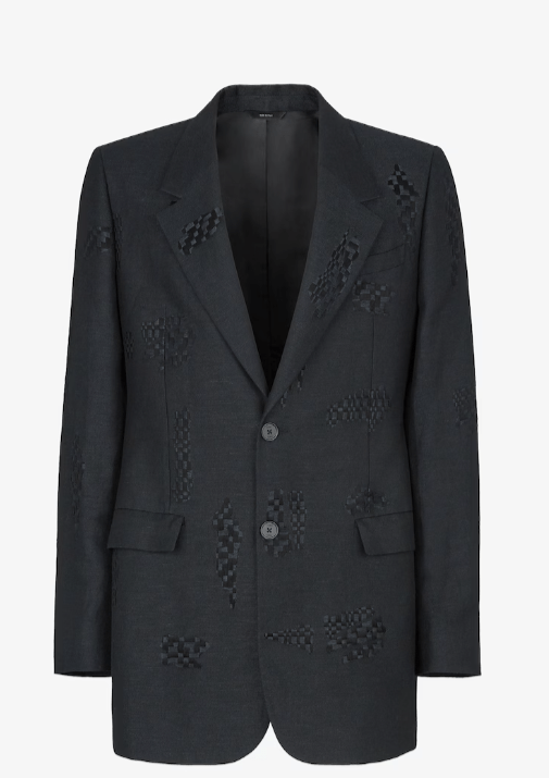 FENDI ブラックウール ジャカード ジャケット