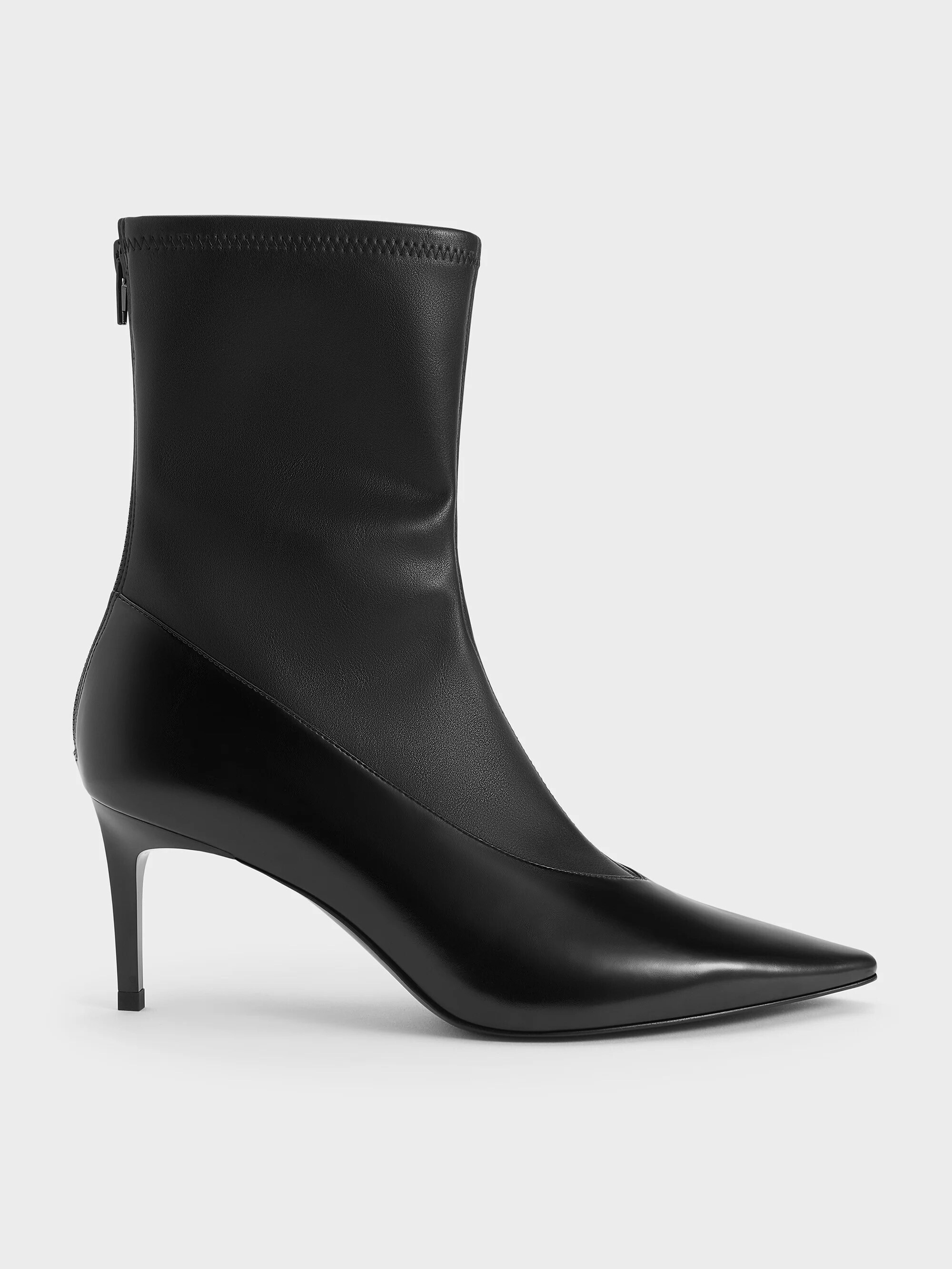 CHARLES & KEITH ポインテッドトゥ スティレットヒールアンクルブーツ - ブラックボックス