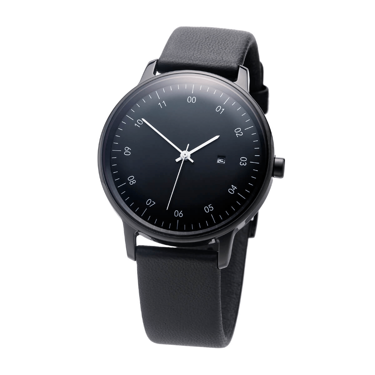 sazare 010300 SK01 / SS BLACK MIRROR FINISH / BLACK DIAL / BLACK SHEEPSKIN LETHER