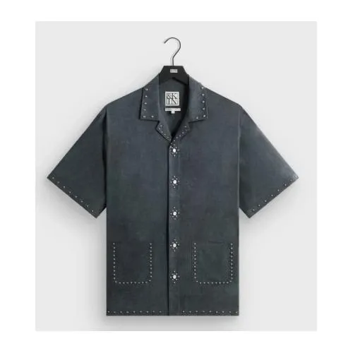 KITH &Kin Studded Cupro Linen Sawyer Shirt - Somber