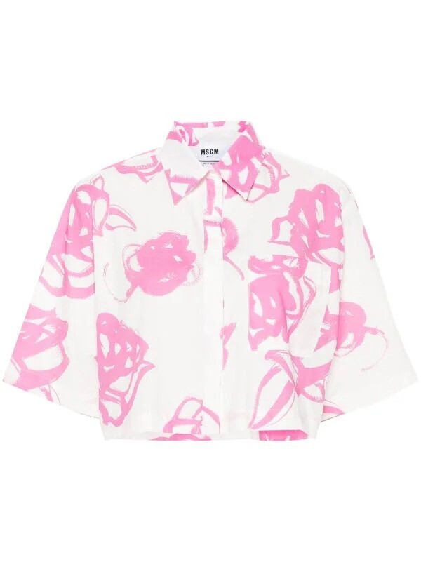 MSGM アブストラクトパターン クロップドシャツ