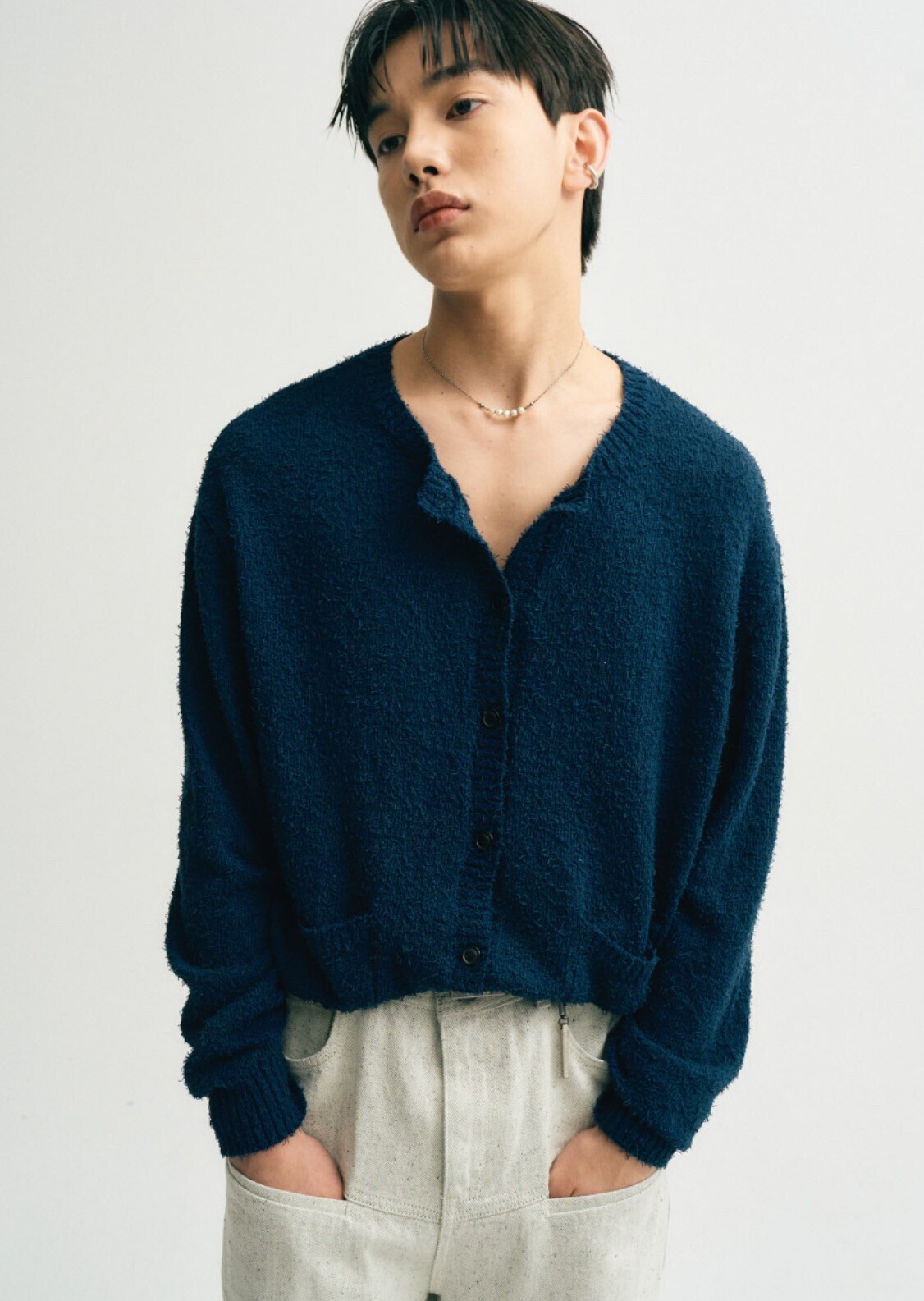 noirer BUCKLE 80S OVERFIT CARDIGAN
