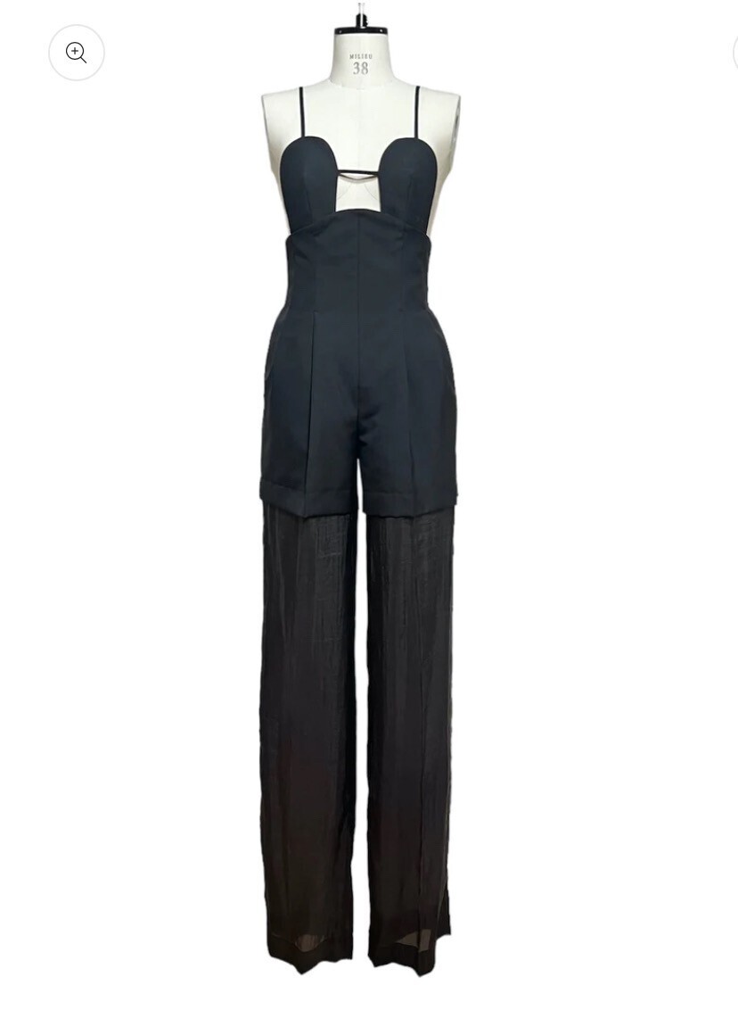FETICO ORGANZA PANELED 2WAY BRA JUMPSUIT