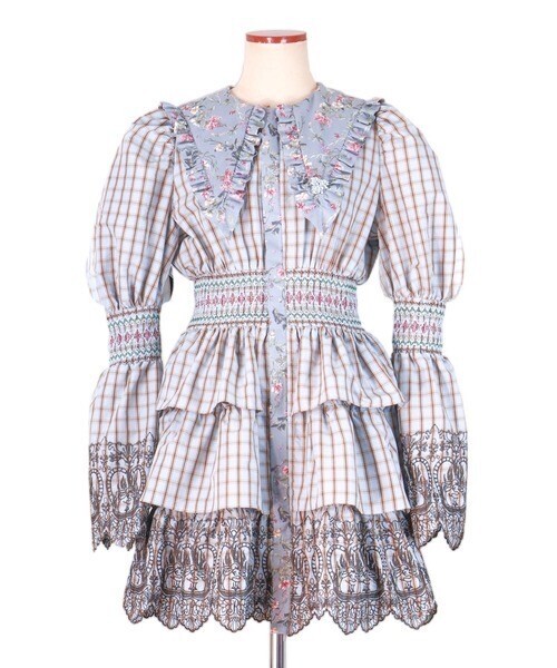rurumu: burn the rabbit lace check mini dress