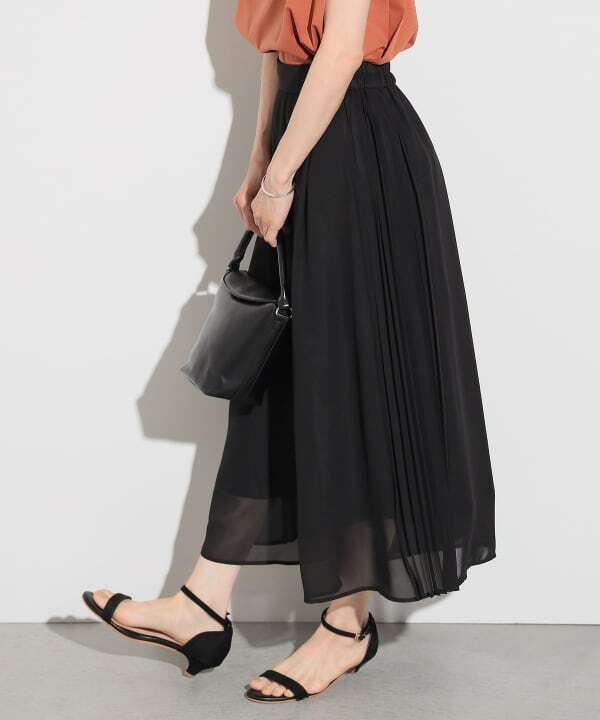BEAMS HEART シフォン サイドプリーツ ワイドパンツ