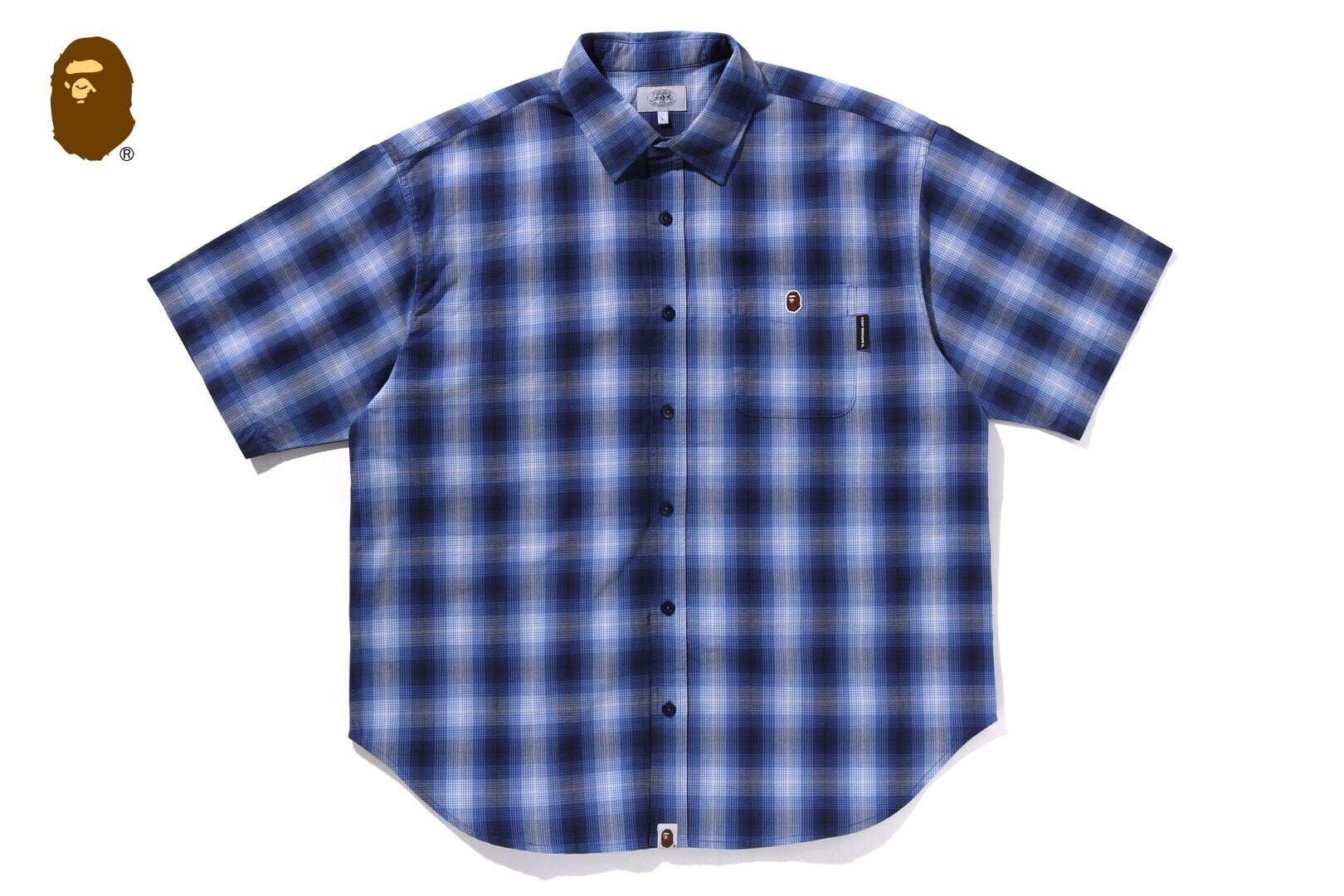 A BATHING APE OMBRE CHECK RELAXED FIT SS SHIRT